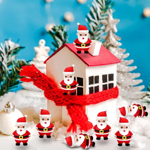 Vista 3 de Liliful 36 Piezas Decoraciones de Santa de Navidad Figuritas de Santa Figuras Coleccionables en Miniatura de Mesa Calcetines Rellenos de Navidad