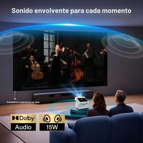 Vista 7 de Smart Projector【TouchScreen/Built-in APPs/Auto Focus Keystone】 4K Support with wifi and bluetooth Outdoor Projector, Dual-Screen Sync, for Home