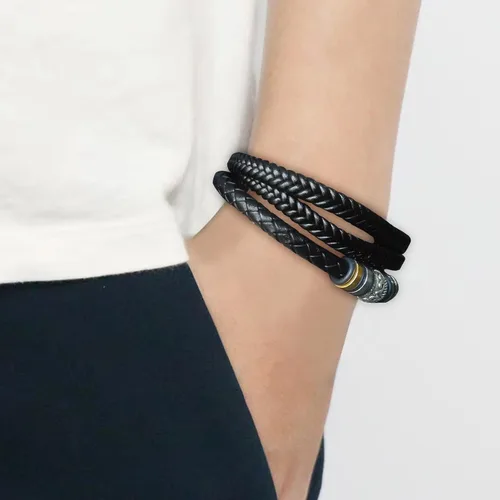 Vista 19 de Pulsera de cuero trenzado con texto en inglés «Love You Forever» para hombres y niños, pulsera inspiradora de acero inoxidable, pulsera de cuero