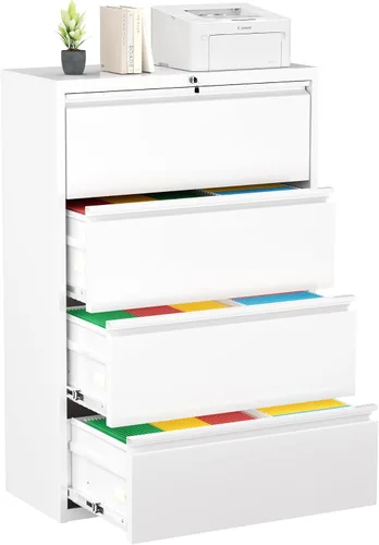 Vista 10 de Greenvelly Archivador Vertical de 18" D, Gabinete de 2 Cajones con Cerradura para Oficina en Casa, Metal Negro para Colgar Carpetas