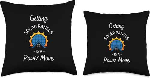 Vista 3 de Getting Solar Panels Is A Power Move Funny Solar Energy Sun Throw Pillow, 16x16, Multicolor