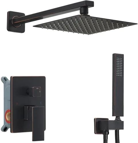 Vista 15 de Sistema de Ducha de Oro Cepillado para Baño de Lujo con Mezclador de Lluvia, Conjunto Combinado de Ducha Montado en la Pared, Sistema de Cabezal