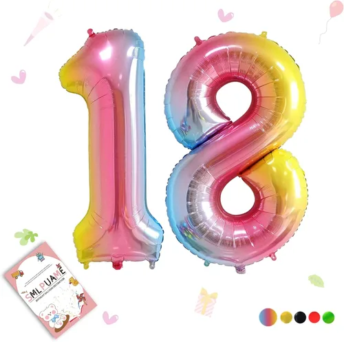 Vista 198 de Globos grandes de 40 pulgadas de números del 0 al 9, globos numéricos para decoración de fiesta de cumpleaños, globos de helio de aluminio