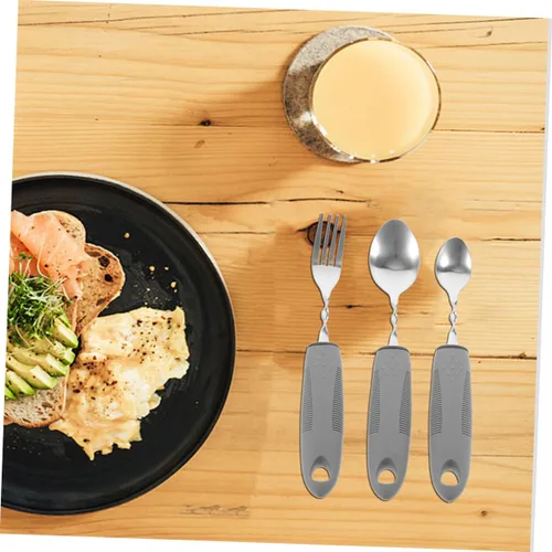 Vista 5 de SHOWERORO 6Pcs Weighted Utensil for Elderly Adaptive Tableware for Adults with Hand Tremors Non Slip Design Convenient Dining