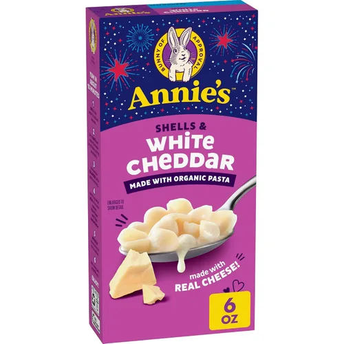 Vista 21 de Conchas de Annie's y Cheddar Añejo Real, hecho con pasta orgánica y queso real, 6 onzas