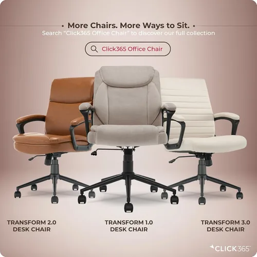Vista 10 de Click365 Transform 1.0 Silla de oficina ergonómica, silla de escritorio con respaldo medio con brazos acolchados, soporte lumbar, altura ajustable