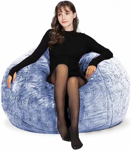 Vista 13 de HDMLDP - Funda de puf para niños y adultos, sin relleno, funda cómoda, esponjosa y redonda, para sofá tipo puf, para silla de lectura, silla de Gris