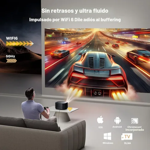Vista 7 de Outdoor-Projector-4K with WiFi and Bluetooth:[3500 Bright/60W Dolby Audio/Official Licensed Apps],Smart-Projector with AI Auto Focus,ONOAYO ONO5Pro