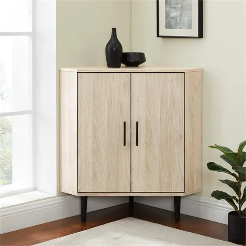 Vista 4 de Walker Edison Saxon Mid-Century - Armario esquinero moderno de 2 puertas, 29.9 in, abedul