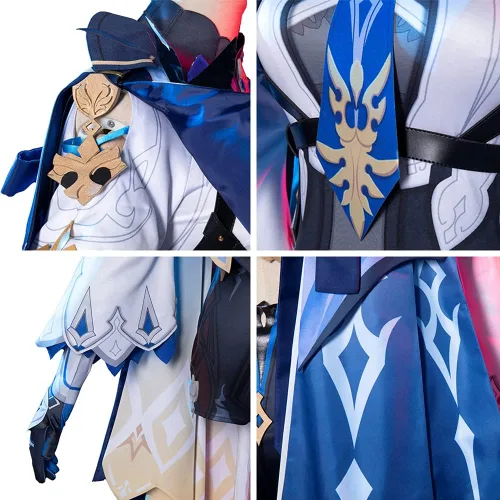 Vista 4 de MZXDY Eula - Disfraz de cosplay de Genshin Impact, conjunto completo de uniforme de Halloween para mujer