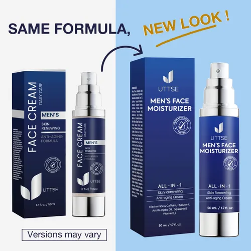 Vista 2 de Crema facial 6 en 1 para hombres: crema antienvejecimiento y arrugas para hombres con colágeno, ácido hialurónico, vitaminas E y B, manteca