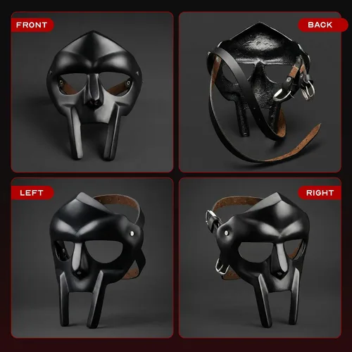 Vista 3 de Metal Gladiator Mask, Roman Medieval Full Face Armor for Halloween, Cosplay, LARP & Costume Party