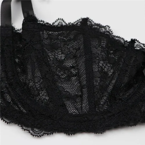Vista 6 de Lumiere - Conjunto de sujetador y bragas de encaje sin forro para mujer