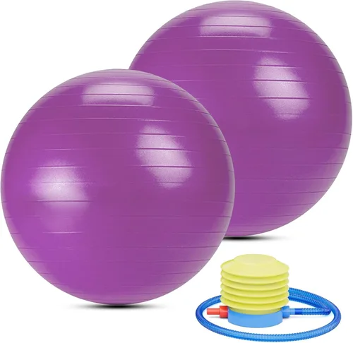 Vista 7 de Pelota de yoga y pilates, antideslizante, goma resistente, 22 pulgadas, entrenamiento de equilibrio de postura mejorado, con bomba rápida, diseño