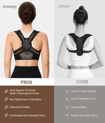 Vista 2 de URSEXYLY Corrector de postura para mujer, transpirable, soporte de espalda para postura, enderezador de espalda ajustable, soporte para cuello