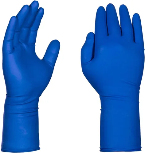 Vista 2 de AMMEX Blue Disposable Latex Exam Gloves, 13 Mil, Powder-Free, Textured, Non-Sterile, Longer Cuff