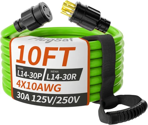 Vista 10 de PlugSaf Cable generador de 50 pies y 30 amperios de 4 clavijas con conector Amarillo