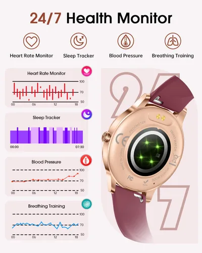 Vista 5 de Reloj inteligente para mujer (respuesta/hacer llamadas), reloj de seguimiento de actividad física de 1.27 pulgadas con más de 130 modos deportivos