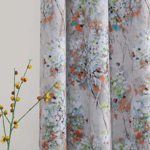 Vista 16 de MYSKY HOME Cortinas florales de 45 pulgadas de largo para sala de estar, baño, aislamiento térmico, cortina de oscurecimiento de la habitación