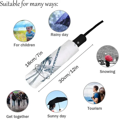 Vista 4 de DHDM Umbrella Automatic Beach Umbrella Outdoor Adults Printed Rain Umbrella for Men Kids Parasol