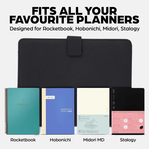 Vista 6 de Cubierta de folio premium compatible con Rocketbook Everlast, Wave, Fusion, Panda, cuaderno inteligente reutilizable - Tamaño ejecutivo A5 Old