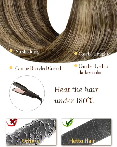 Vista 59 de 【Descuento】Hetto - Extensiones de cabello con cinta adhesiva, 40g, extensiones de cabello humano, color rubio ceniza oscuro degradado a rubio medio