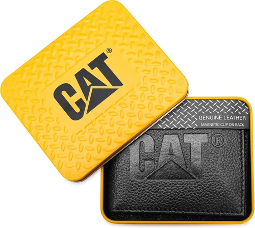 Vista 2 de Caterpillar Pasarela de cuero para hombre con logotipo en relieve, negro, talla única, Negro -, Contraseña de cuero genuino con logotipo en relieve