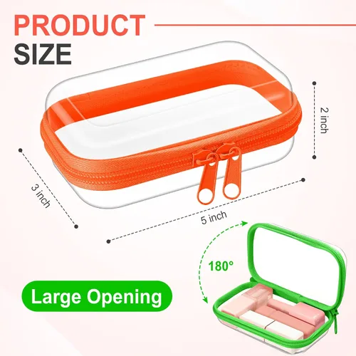 Vista 2 de Hoolerry 4 piezas de estuches rígidos transparentes con cremallera, bolsas de maquillaje, estuche de plástico para lápices, contenedores de caja