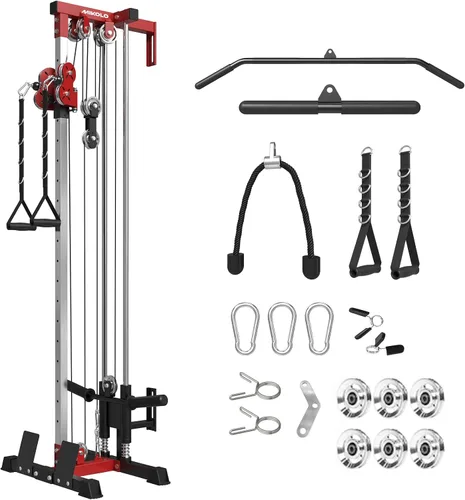 Vista 11 de Mikolo Wall Mount Cable Station, Cable Crossover Machine with Dual Pulley System and 18 Adjustable Positions for Home Gym Fitness Equipment
