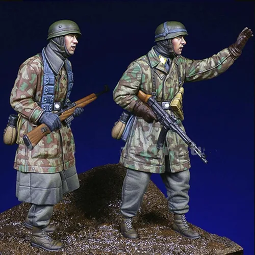 Vista 2 de Goodmoel Figuras de resina de soldado alemán de la Segunda Guerra Mundial 1/35 (2 personas), kit en miniatura de soldado sin montar y sin pintar