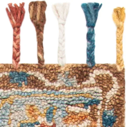 Vista 7 de SAFAVIEH Aspen Collection - Alfombra decorativa de 2 x 3 pies, gris y azul marino, hecha a mano, lana trenzada con borlas, ideal para zonas de alto