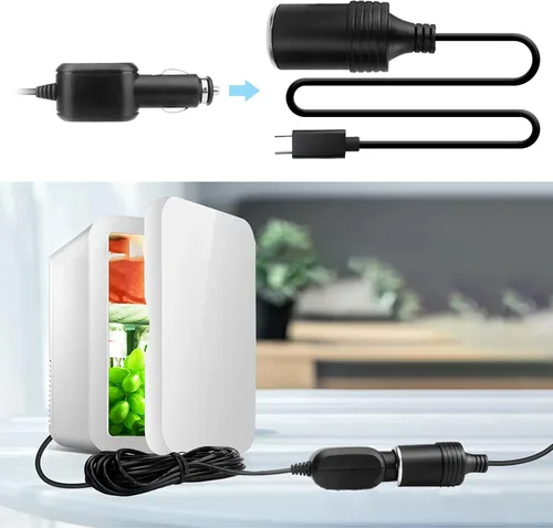 Vista 4 de TECKEEN USB a 12V enchufe de encendedor de cigarrillos de coche, adaptador de cable de alimentación para Dash Cam, GPS, tiras de luz LED para coche