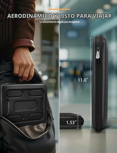 Vista 7 de DOMISO Funda para laptop de 13.3 pulgadas con asa, bolsa para computadora a prueba de golpes, funda protectora impermeable EVA para portátiles