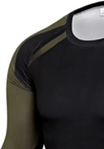 Vista 3 de 3 piezas de ropa de entrenamiento de compresión para hombre, camisa de manga larga, pantalones cortos, traje de fitness, camiseta deportiva y parte