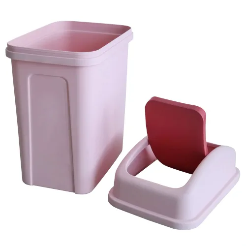 Vista 10 de Teyyvn Cubo de basura de plástico de 7 litros/1.8 galones, bote de basura pequeño con tapa abatible (ligeramente gris)