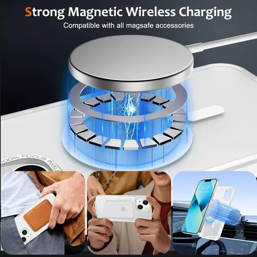 Vista 699 de Anuck - Funda magnética para iPhone 11 compatible con MagSafe, carcasa trasera mate translúcida dura, borde de TPU, delgada, resistente a impactos