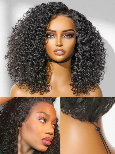 Vista 58 de LUVME HAIR Pelucas de cabello humano rizado sin pegamento de 6 pulgadas, precortadas, indetectable, HD, encaje Bob, peluca corta y rizada con ondas