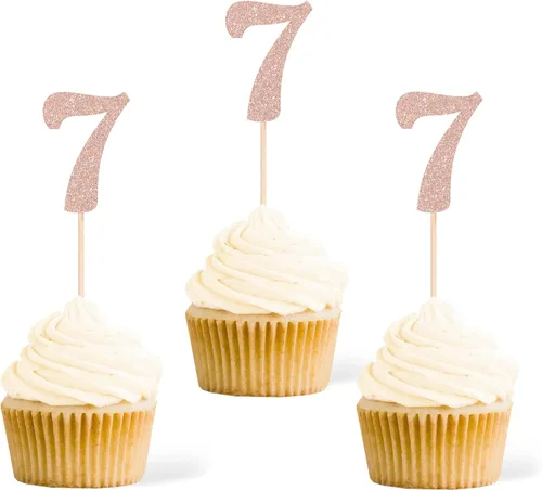 Vista 7 de Gexolenu 24 piezas doradas de doble cara para cupcakes de primer cumpleaños, decoración de pasteles, decoración de primera fiesta de cumpleaños Oro
