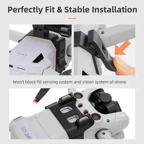 Vista 5 de Mini 3 Pro Adaptador Mount Bundle para DJI Mini 3 Pro Drone Action 2 para Gopro Hero 10/9/8 Insta360 Go 3/2/1 Cámaras Soporte Extendido Accesorios