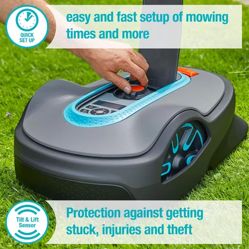 Vista 7 de GARDENA 15101-41 SILENO Life - Cortacésped robótico automático, con aplicación Bluetooth y cable delimitador, uno de los más silenciosos de su