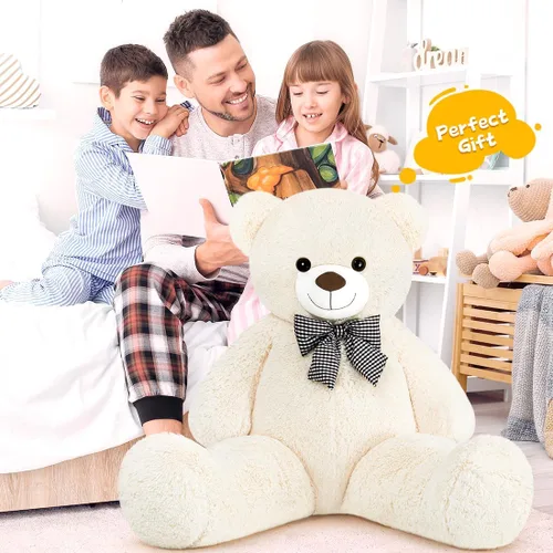 Vista 7 de Oso de peluche gigante de 47", enormes animales de peluche suaves, peluches suaves de 4 pies, gran oso de regalo para niños, novia, día de San Crema