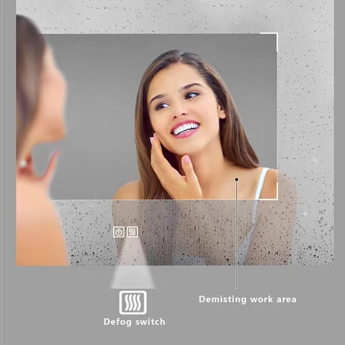 Vista 4 de Espejo de maquillaje para montar en la pared, moderno espejo de baño inteligente antivaho de alta calidad, espejo de cuerpo entero, espejo