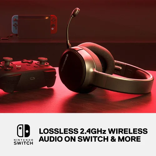 Vista 2 de SteelSeries Arctis 1 Wireless Gaming Headset USB-C Wireless Detachable ClearCast Microphone For Nintendo Switch PS4PS5 PC Android Black