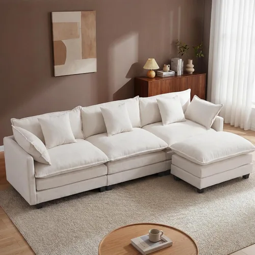 Vista 15 de Juego de sofá de felpilla Cloud de 77 pulgadas con almohadas, sofá biplaza de asiento profundo para apartamentos, ahorro de espacio de 2 plazas