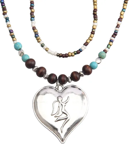 Vista 27 de Collares de cuentas de colores para mujer, collar de perlas turquesas, collar de cuentas de playa de verano, collares bohemios para mujer