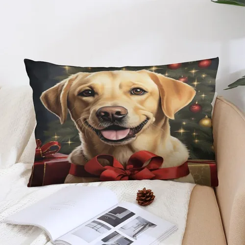Vista 5 de Yellow Lab - Fundas de cojín de Navidad de 12 x 20 pulgadas, diseño de retrato de perro amarillo serio, labrador retriever, fundas de almohada