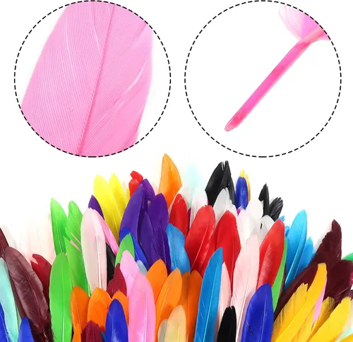 Vista 4 de TOAOB - 250 plumas de ganso coloridas para manualidades de 4 a 6 pulgadas, plumas a granel para disfraces, joyas, boda, hogar, fiesta, decoración