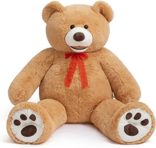 Vista 10 de HollyHOME Oso de peluche gigante de 5 pies con huellas grandes, regalo de San Valentín, 5 pies, color beige