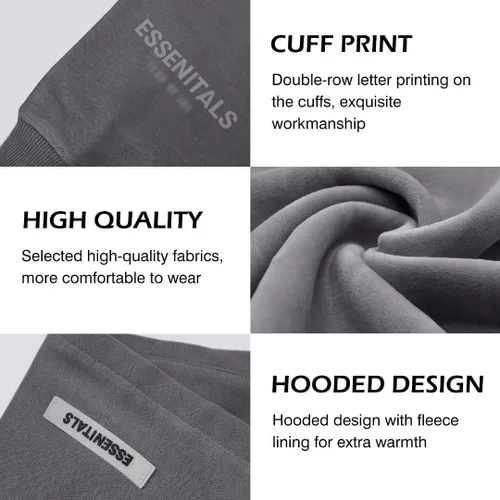 Vista 5 de KOWNIT Sudadera unisex con capucha de hip hop para parejas, 100% algodón, sudadera con capucha de forro polar, sudadera con estampado de letras