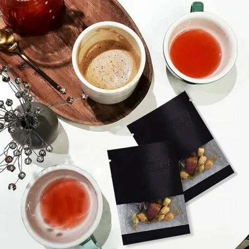 Vista 6 de BEISHIDA Paquete de 100 bolsas resellables de papel kraft de 3.5 pulgadas con ventana transparente, pequeñas bolsas herméticas sellables con calor